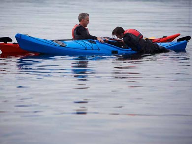 The course will teach you how to re-enter your kayak after a capsize | Photo: J. Hermansson